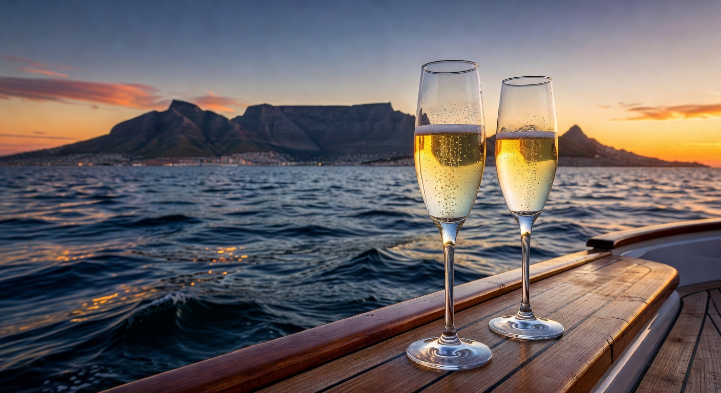 Champagne toast on sunset yacht sail
