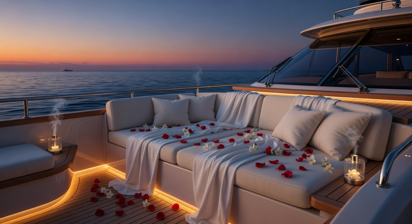 Romantic ambiance on yacht deck