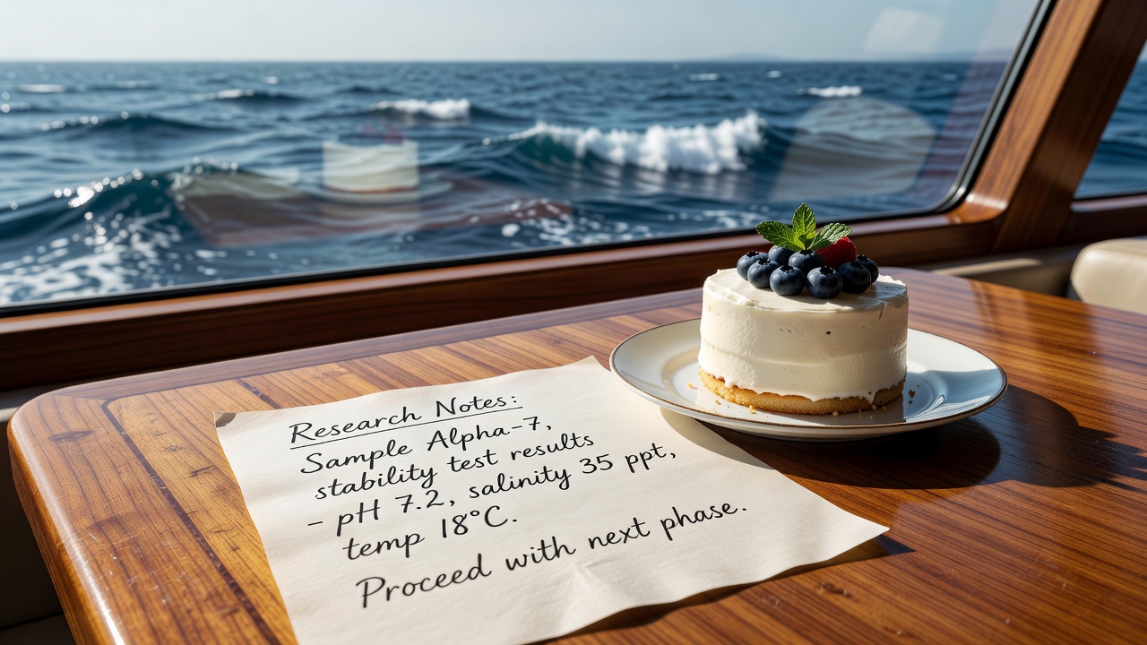 Personal proposal details on yacht table