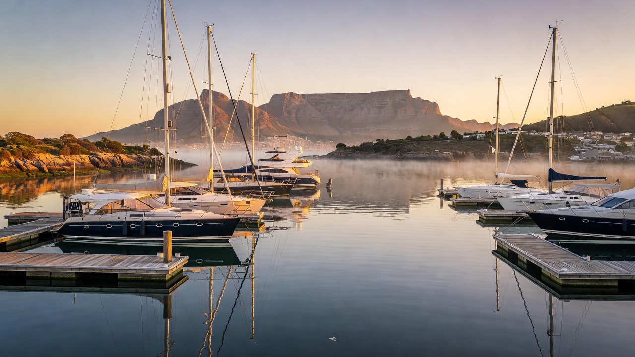Empty marina at dawn in South Africa